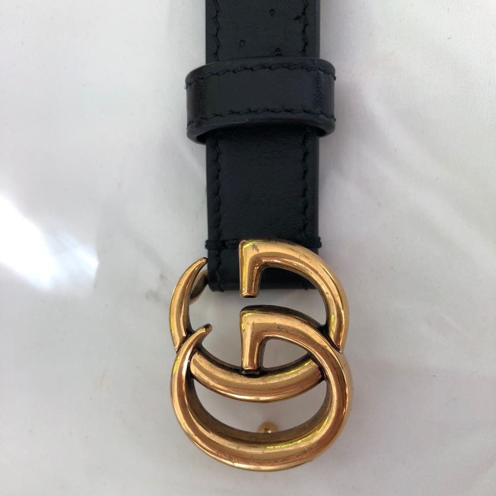 Authentic Gucci Leather Belt with Double G Buckle
